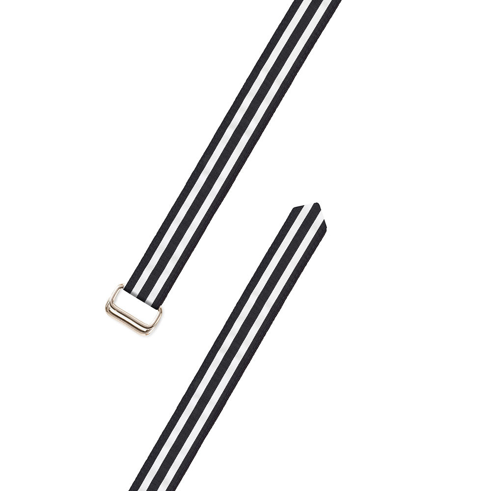 Black &amp; White Grosgrain Ribbon D-Ring Belt