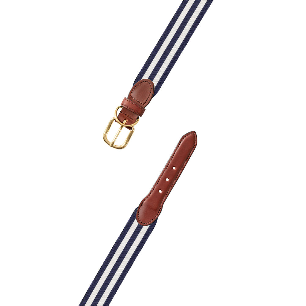 Navy &amp; White Grosgrain Ribbon Dog Collar
