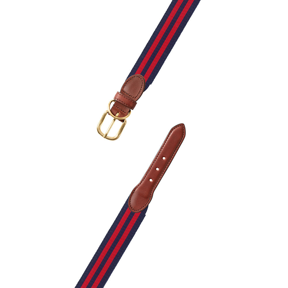 Navy &amp; Red Grosgrain Ribbon Dog Collar