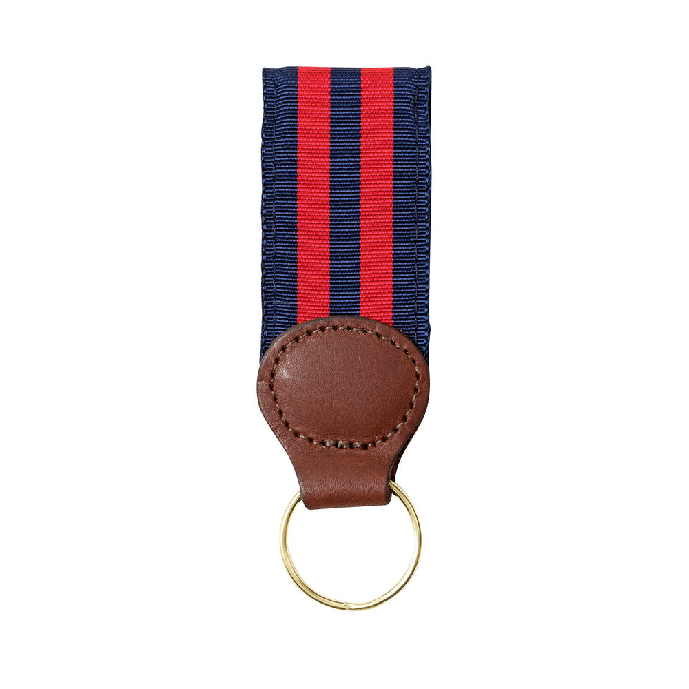 Navy &amp; Red Grosgrain Ribbon Key Fob