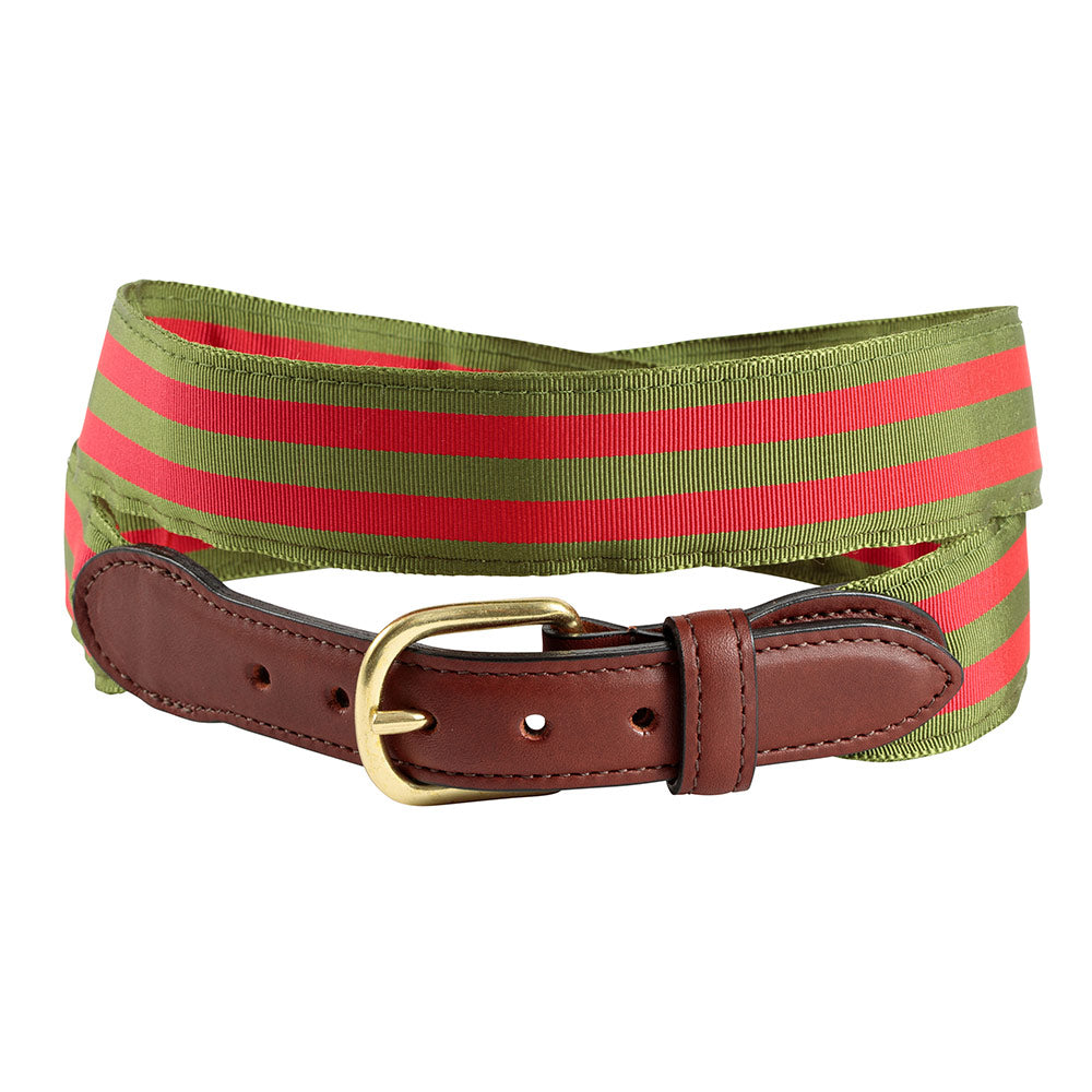 Olive &amp; Red Grosgrain Ribbon Children&#39;s Belt