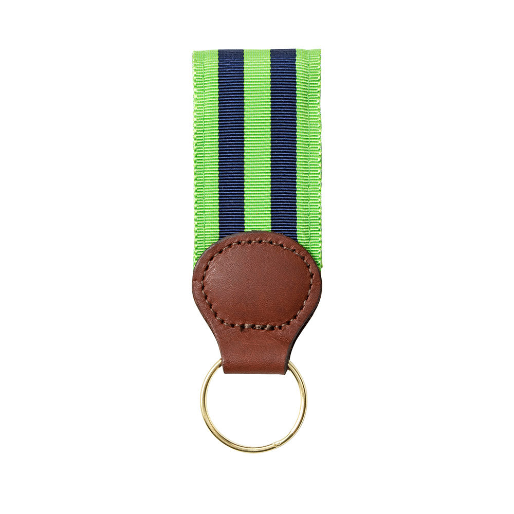 Lime Green &amp; Navy Grosgrain Ribbon Key Fob