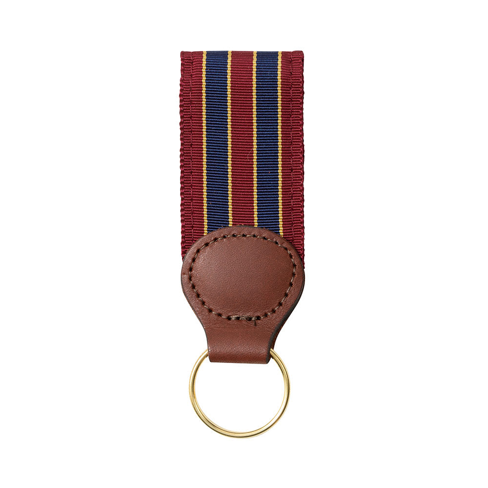 Brick, Navy &amp; Gold Grosgrain Ribbon Key Fob