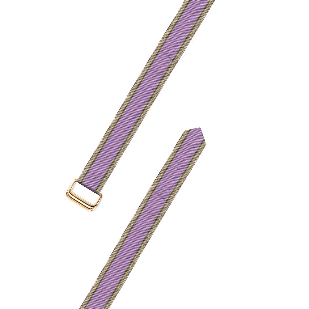 Lavender, Olive &amp; Tan Grosgrain Ribbon D-Ring Belt