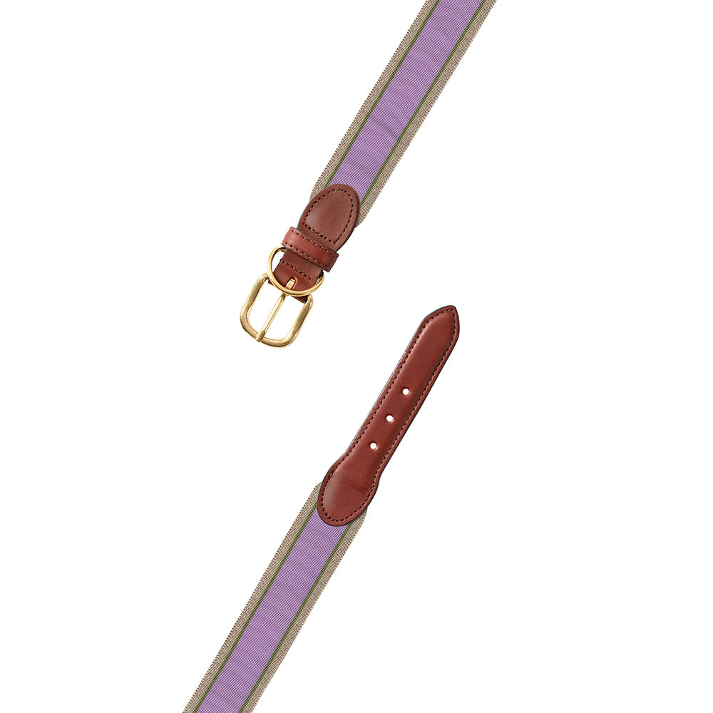 Lavender, Olive &amp; Tan Grosgrain Ribbon Dog Collar
