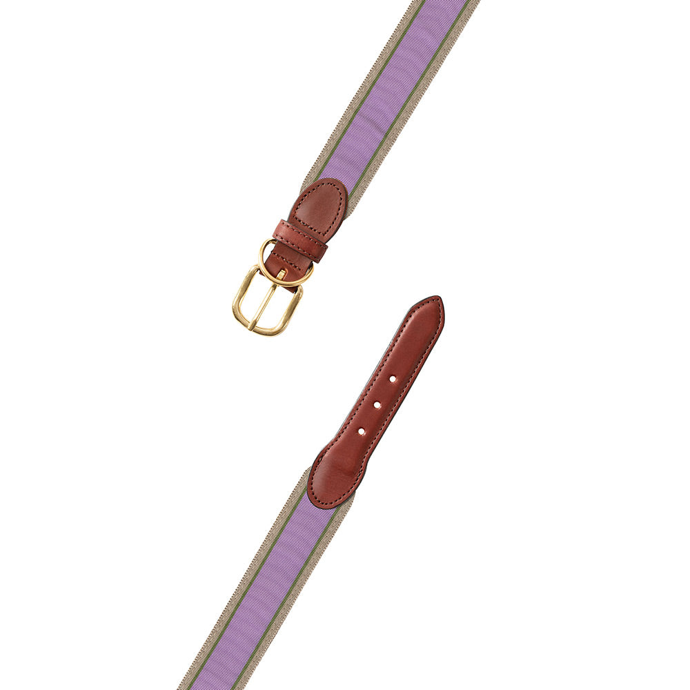 Lavender, Olive &amp; Tan Grosgrain Ribbon Dog Collar