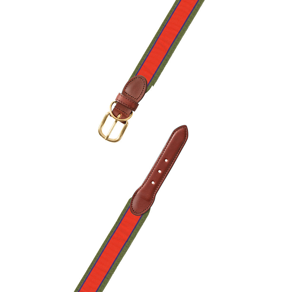 Orange &amp; Green Grosgrain Ribbon Dog Collar