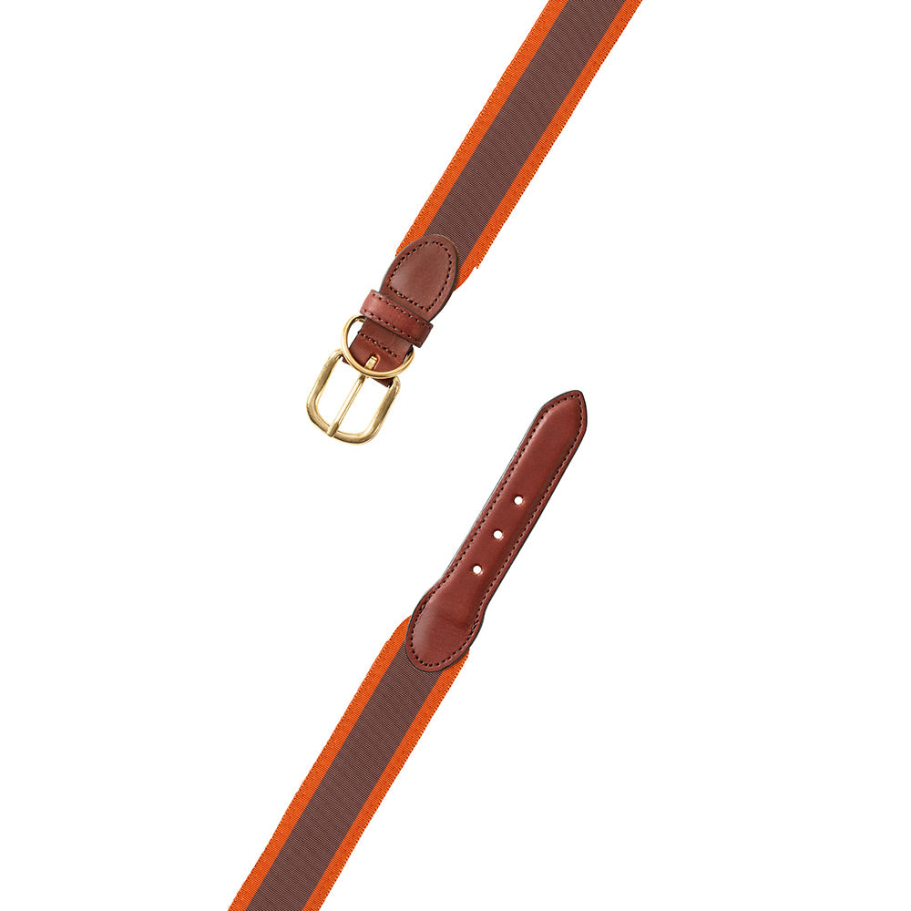 Brown &amp; Orange Grosgrain Ribbon Dog Collar