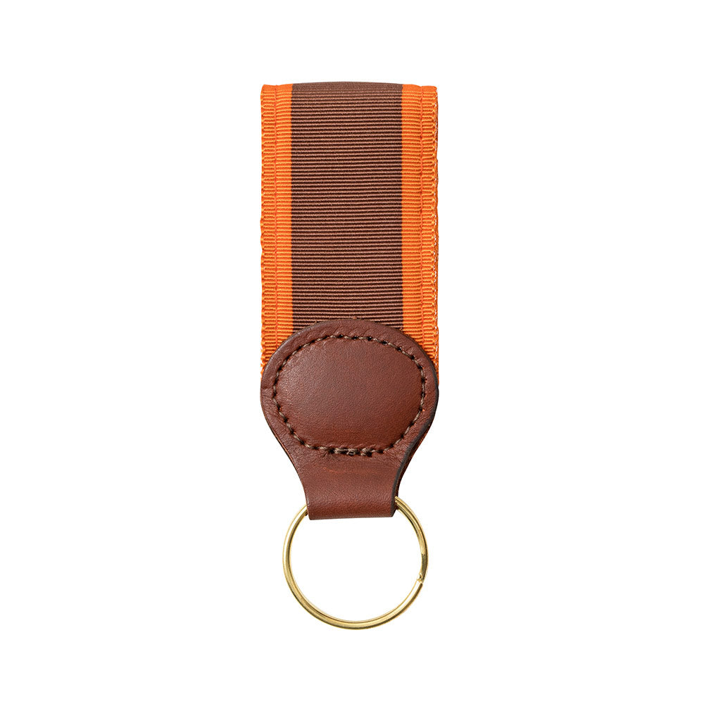 Brown &amp; Orange Grosgrain Ribbon Key Fob