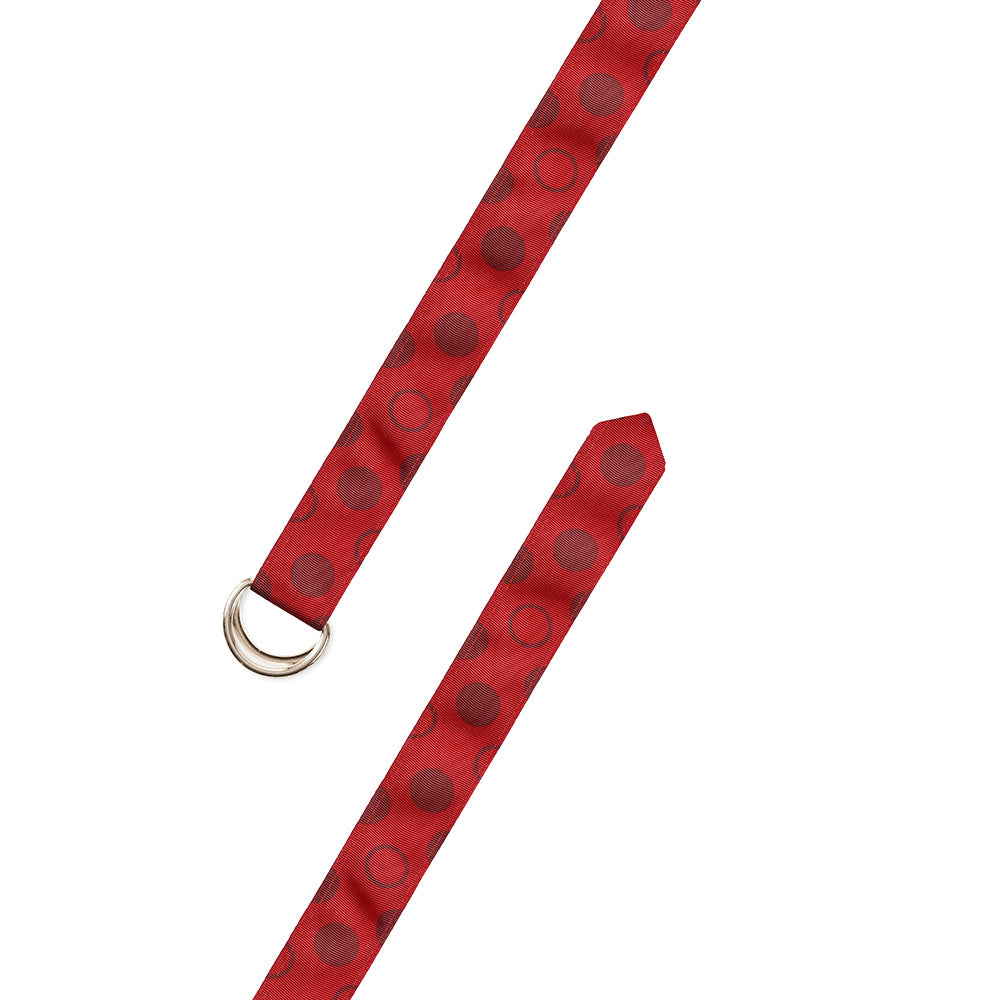 Dots on Red Grosgrain Ribbon D-Ring Belt