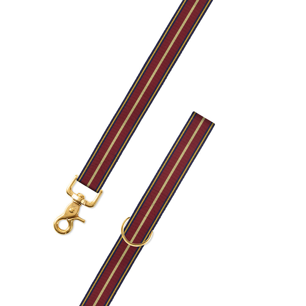 Navy, Burgundy &amp; Gold Grosgrain Ribbon Dog Leash