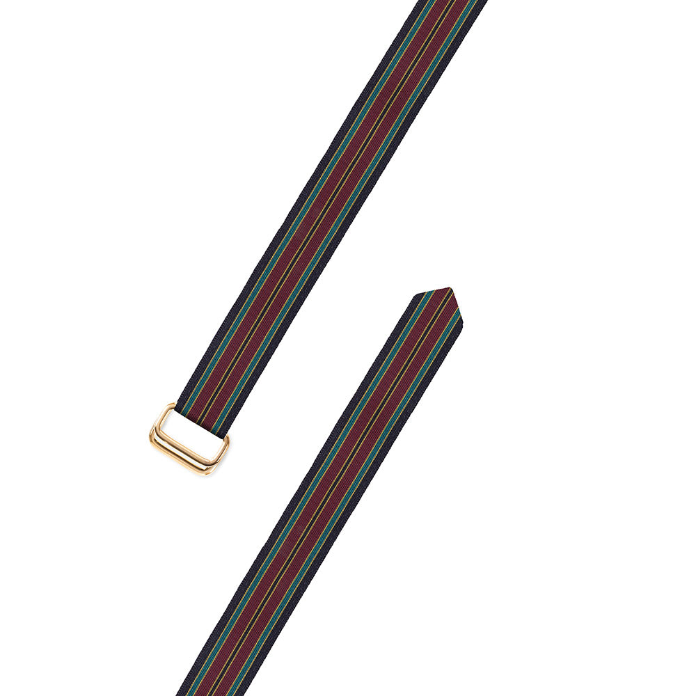 Navy, Burgundy &amp; Green Grosgrain Ribbon D-Ring Belt