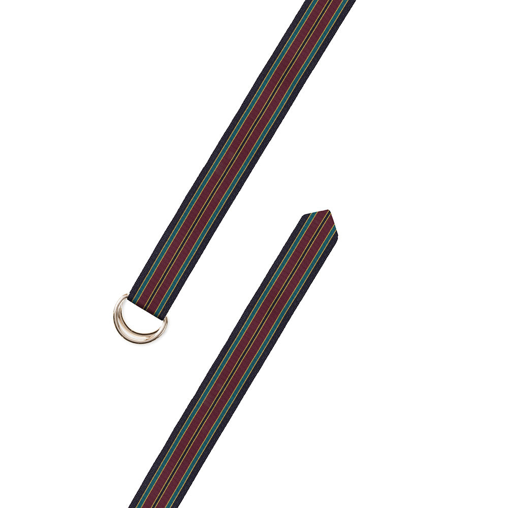 Navy, Burgundy &amp; Green Grosgrain Ribbon D-Ring Belt