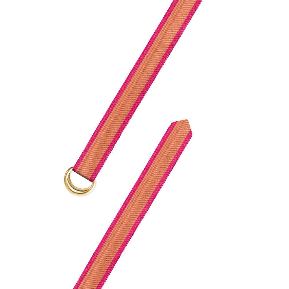 Salmon &amp; Pink Grosgrain Ribbon D-Ring Belt