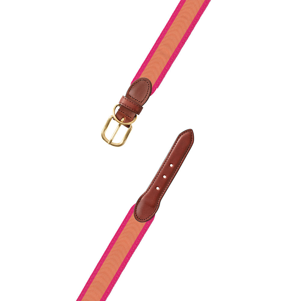 Salmon &amp; Pink Grosgrain Ribbon Dog Collar