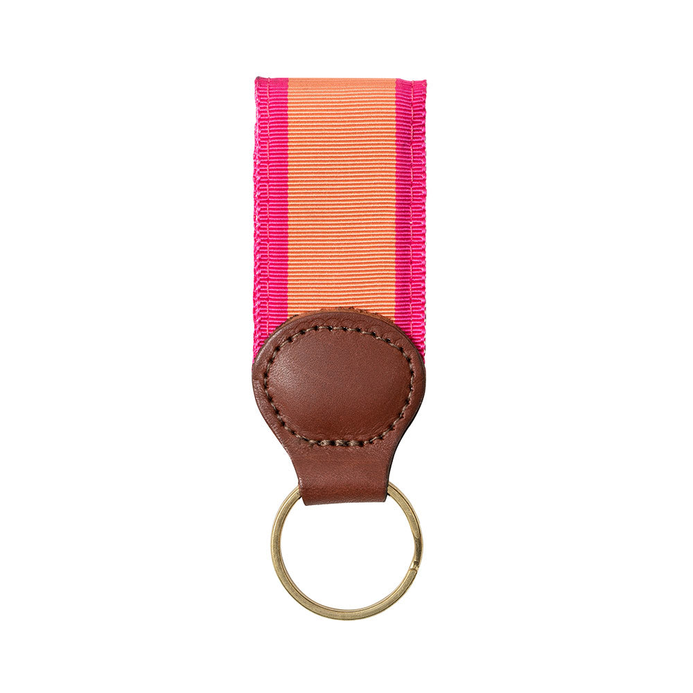 Salmon &amp; Pink Grosgrain Ribbon Key Fob