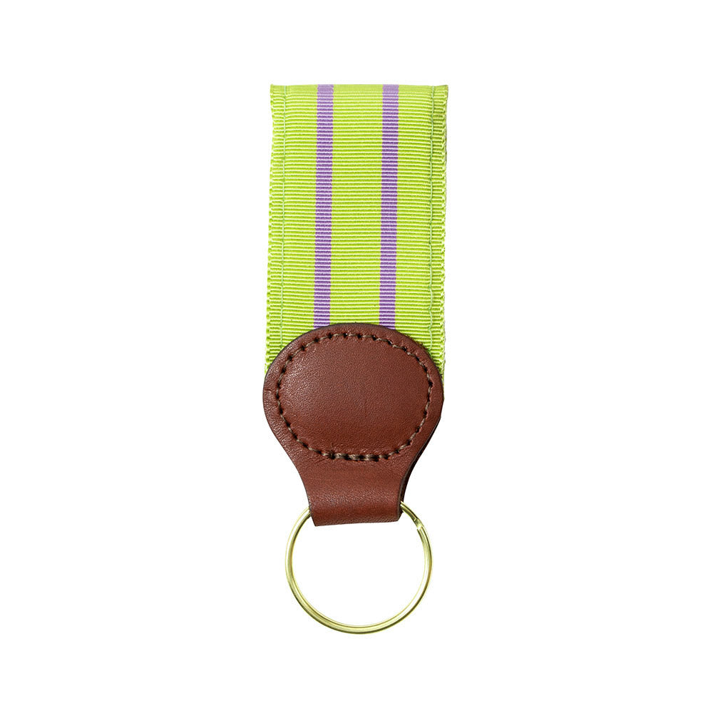 Grass Green &amp; Lavender Grosgrain Ribbon Key Fob