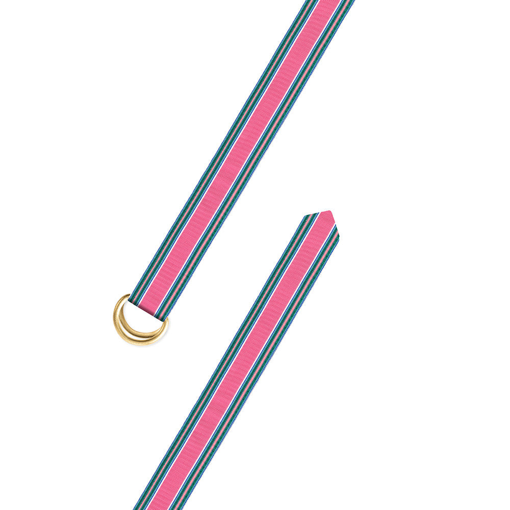 Pink Multi Grosgrain Ribbon D-Ring Belt