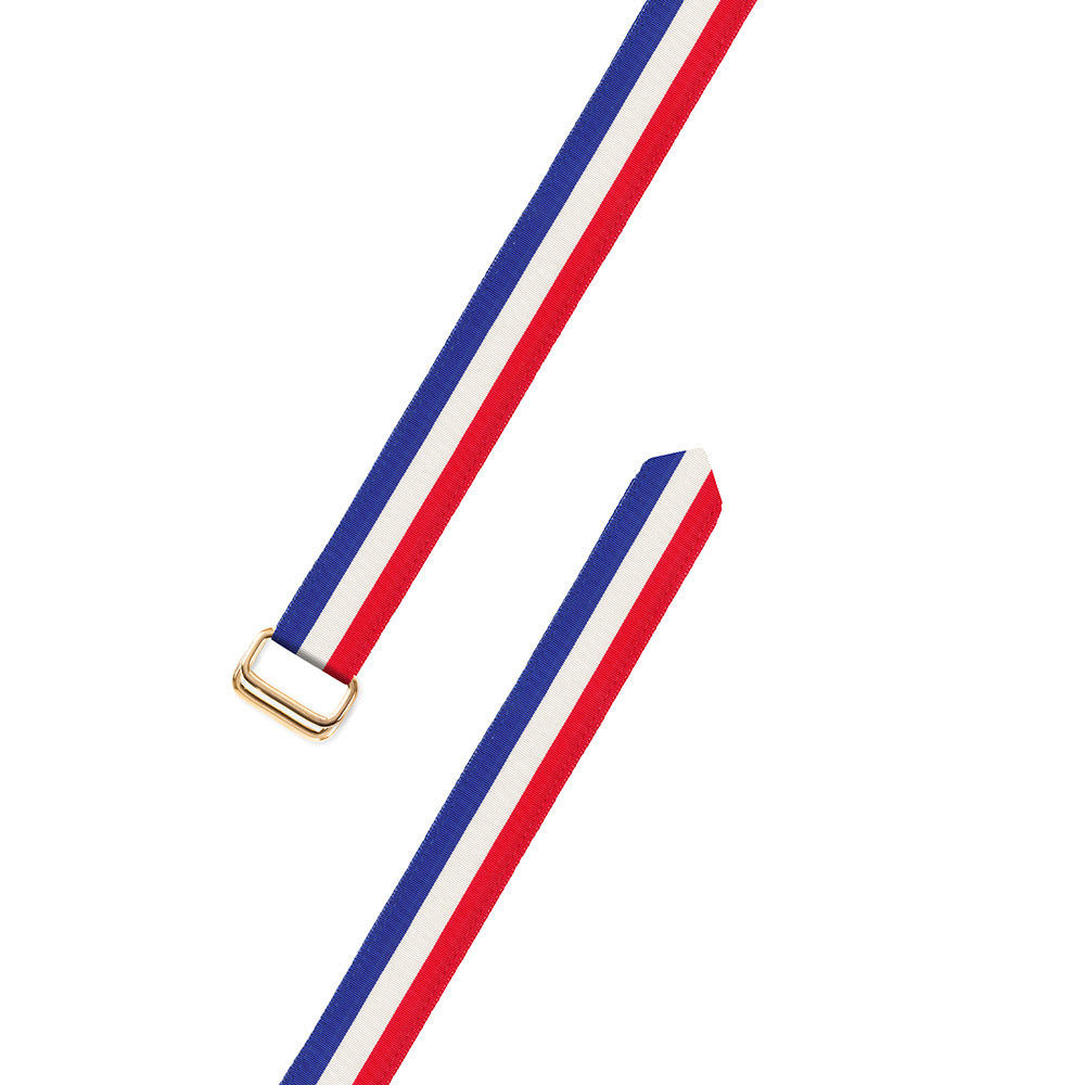 Red, White &amp; Blue Grosgrain Ribbon D-Ring Belt