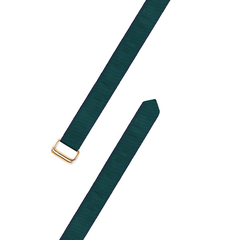 Green &amp; Navy Grosgrain Ribbon D-Ring Belt