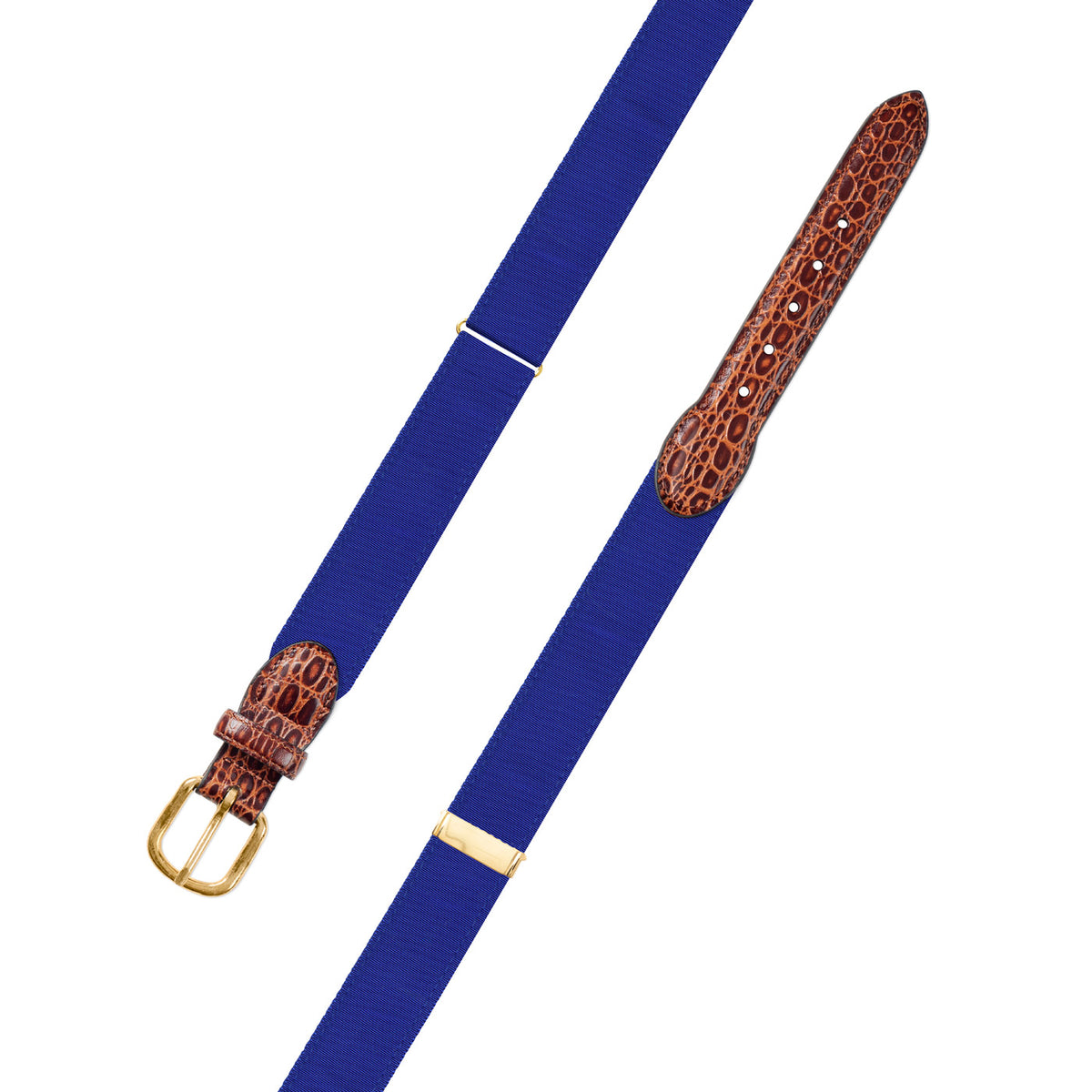 Adjustable Royal Blue Grosgrain Belt with Embossed Calf Tabs