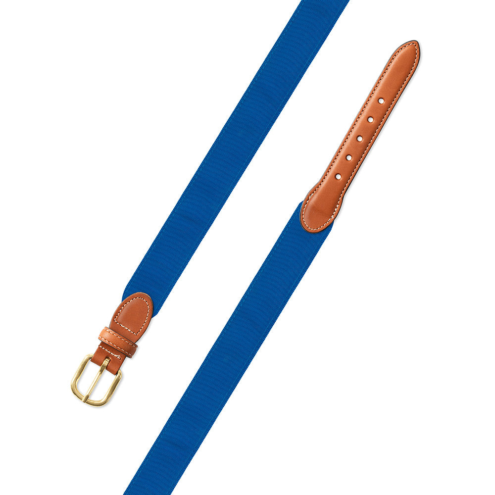 Blue Grosgrain Ribbon Leather Tab Belt