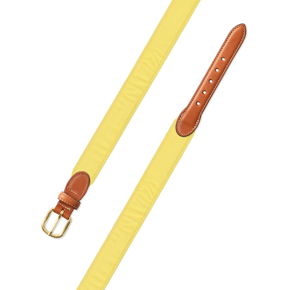 Yellow Grosgrain Ribbon Leather Tab Belt