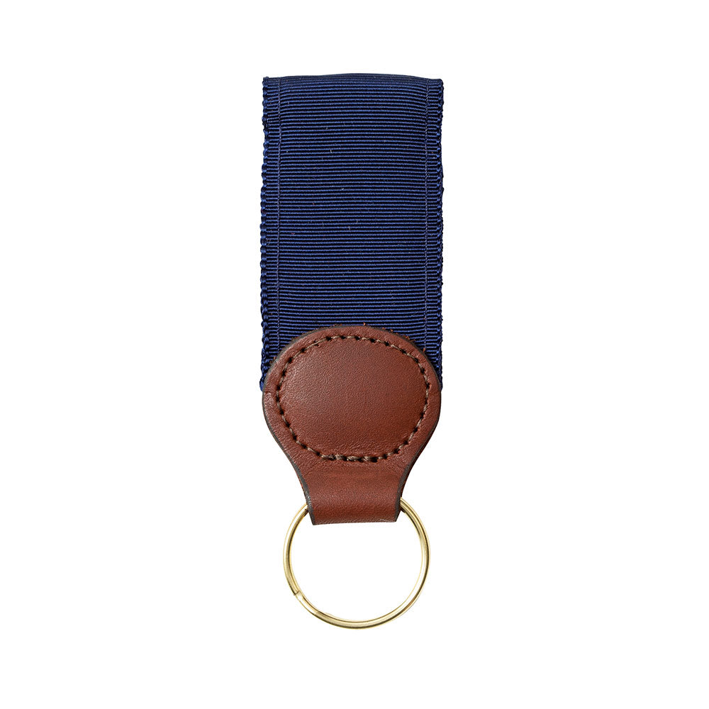 Navy Grosgrain Ribbon Key Fob