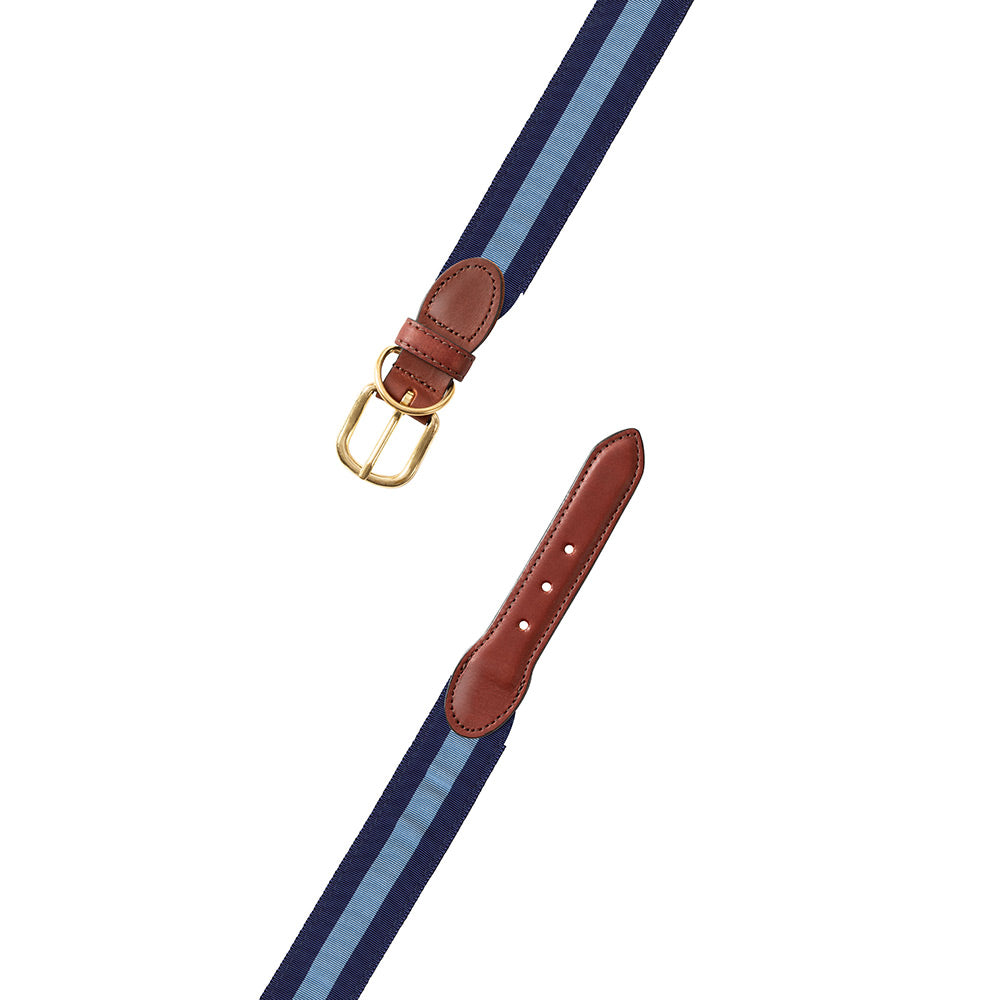 Navy &amp; Light Blue Grosgrain Ribbon Dog Collar