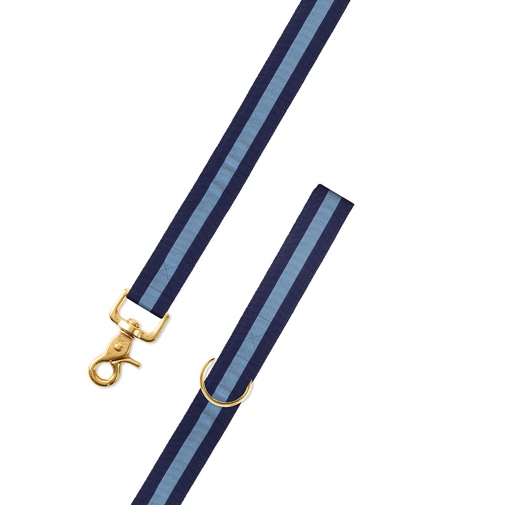 Navy &amp; Light Blue Grosgrain Ribbon Dog Leash