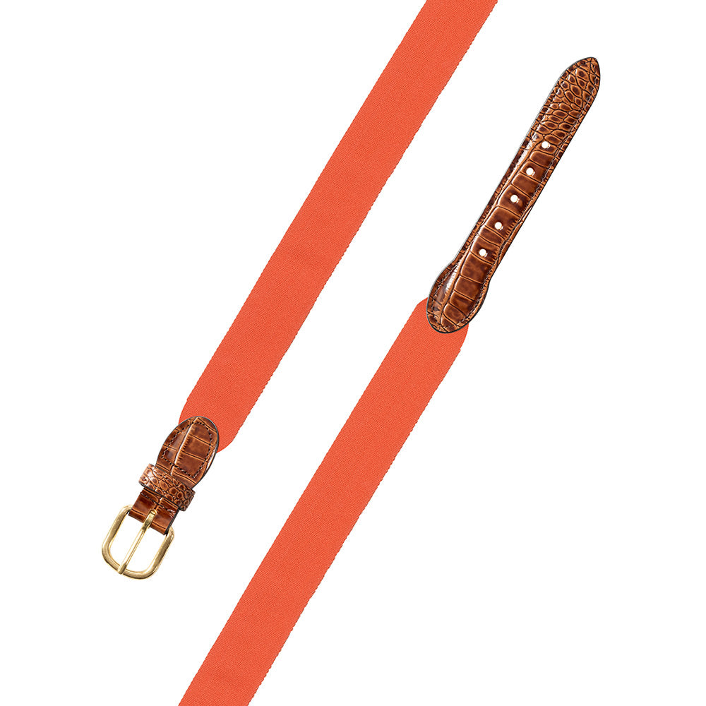 Orange Wide Belgian Surcingle Leather Tab Belt